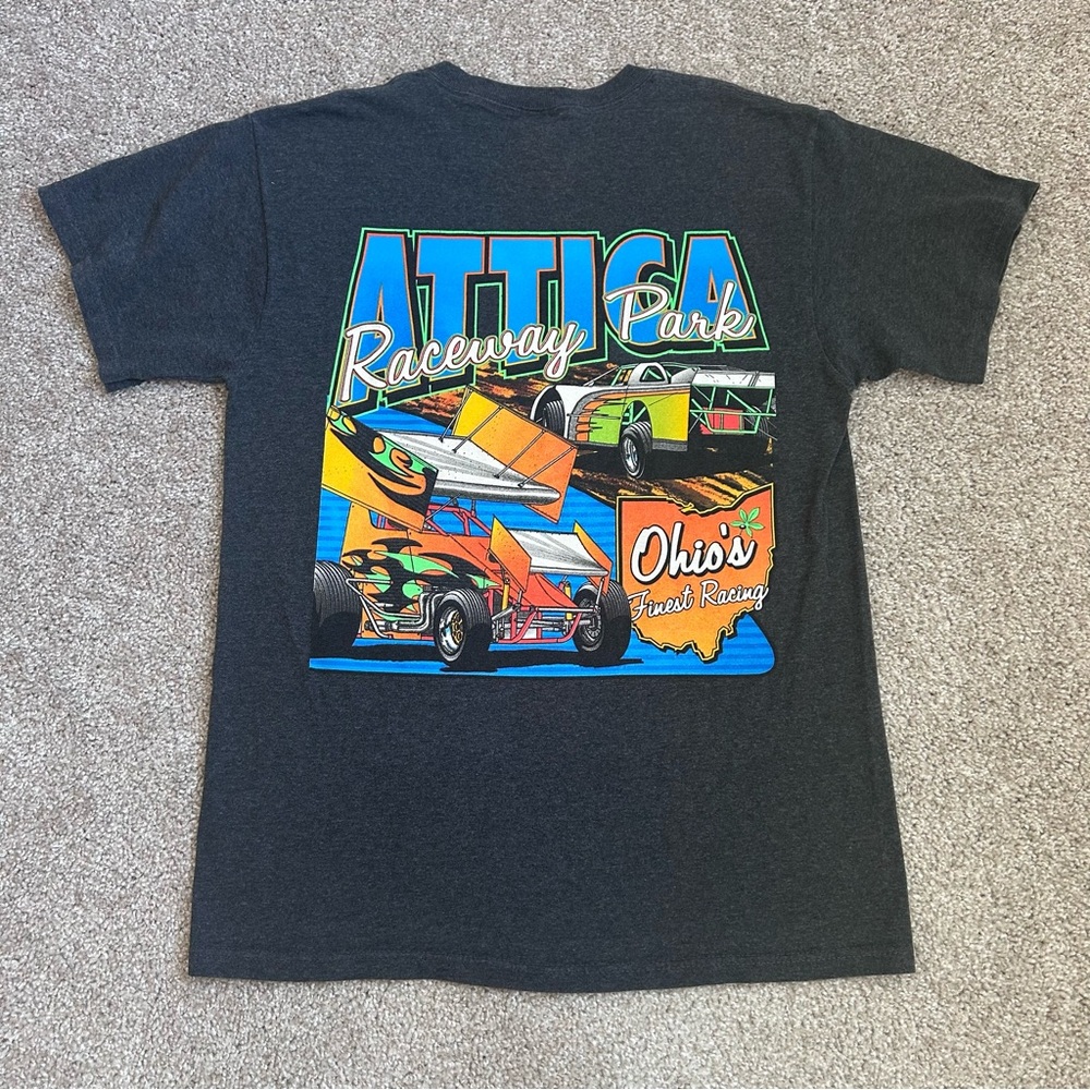Vintage Attica Raceway Park Ohio Racing Graphic T Shirt Fruit of the Loom M - Picture 6 of 6